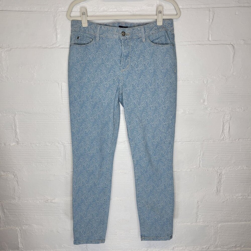 NYDJ Women's Size 10 Jeans Rachel Roll Cuff Ankle Paisley Print